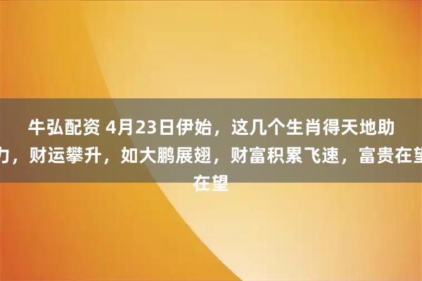 牛弘配资 4月23日伊始，这几个生肖得天地助力，财运攀升，如大鹏展翅，财富积累飞速，富贵在望