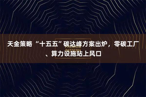 天金策略 “十五五”碳达峰方案出炉,零碳工厂、算力设施站上风口