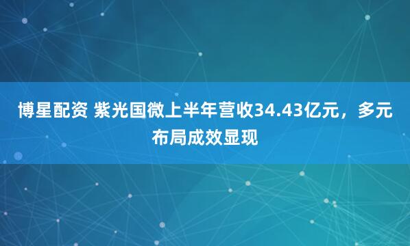 博星配资 紫光国微上半年营收34.43亿元，多元布局成效显现