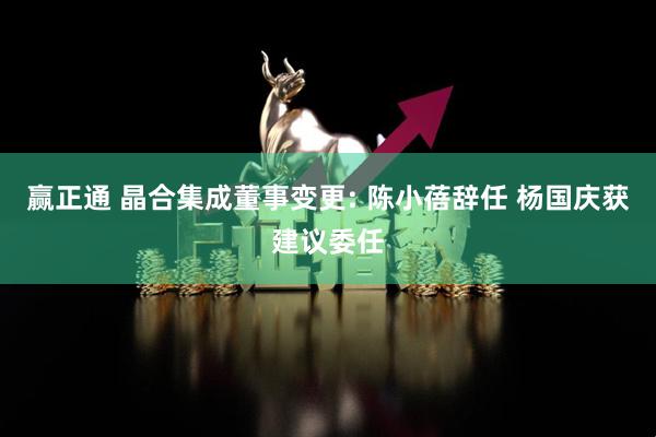 赢正通 晶合集成董事变更: 陈小蓓辞任 杨国庆获建议委任